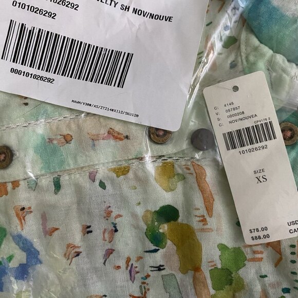 Anthropologie Celandine Linen Blend Printed Buttondown Shirt m new with tag xs - Picture 3 of 12